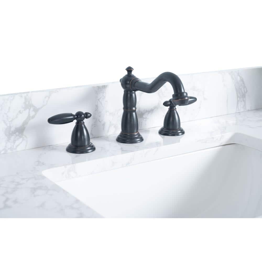 72" Tan Poplar Wood Double Sink Vanity with Arabescato White Marble Top