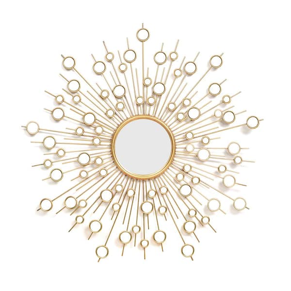 Jennifer Taylor Astro 39.5 in. x 39.5 in. Art Deco Round Framed Gold Accent Mirror