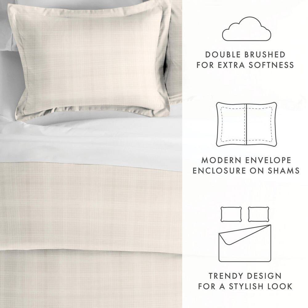 Ray Twin/Twin XL Beige Plaid Microfiber Duvet Cover Set