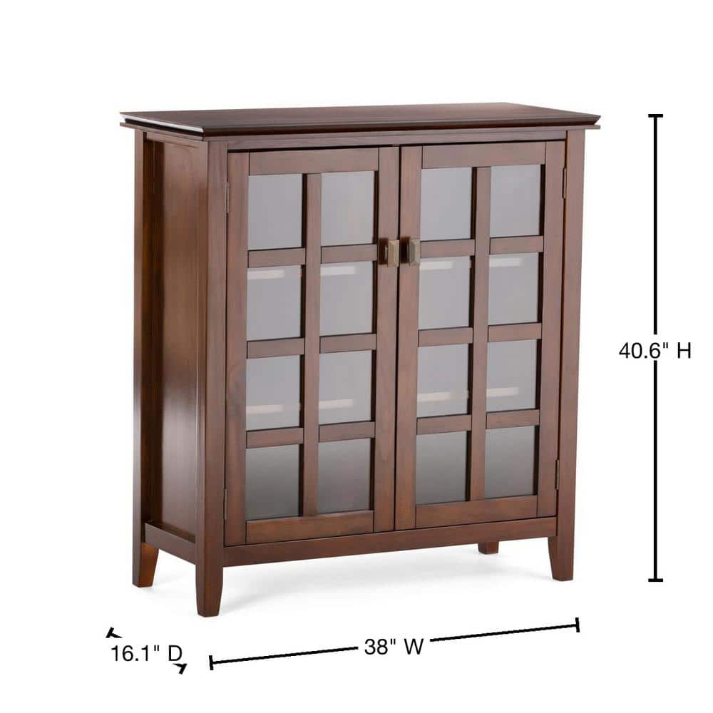 Russet Brown Solid Wood Medium Storage Cabinet with Glass Doors
