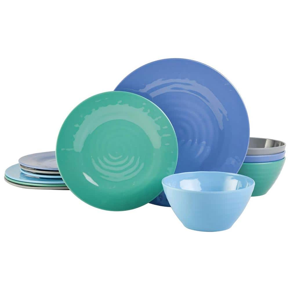 Gibson Brist 12-Piece Assorted Color Melamine Dinnerware Set