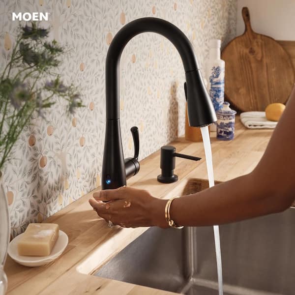 Essie Touchless Single-Handle Pull-Down Sprayer Kitchen Faucet with MotionSense Wave and Power Clean in Matte Black