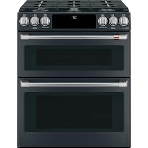 30 in. 6.7 cu. ft. Slide-In Smart Double Oven Gas Range with Self-Cleaning Convection in Matte Black
