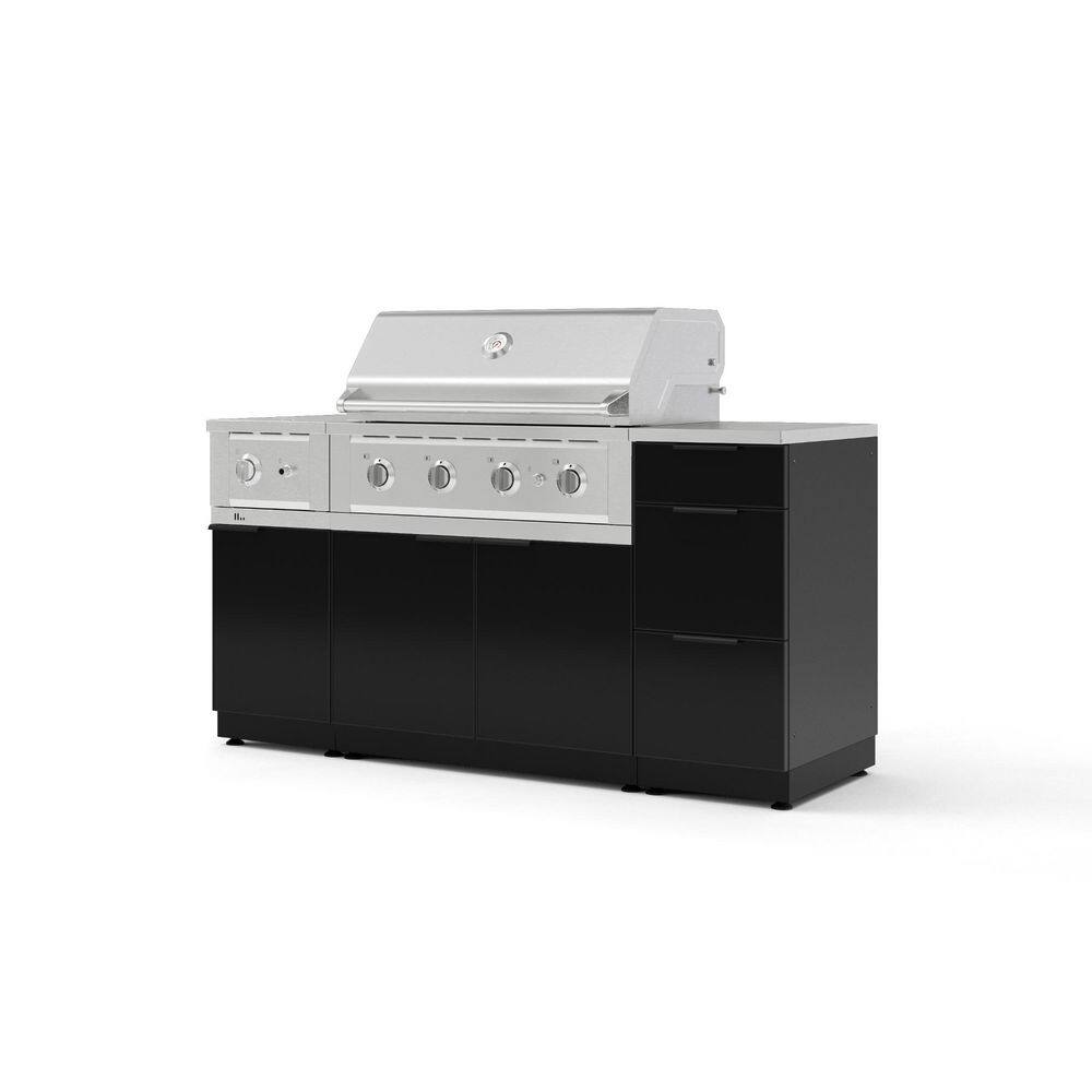 "Outdoor Kitchen 6-Piece 4-Burners Propane Gas Grill Island in Black w/36"" Performance Grill & Stainless Steel Countertop" price history on PriceWatchPro