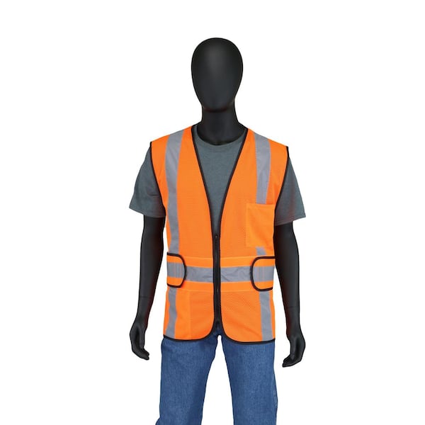 Hi Visibility Orange Class 2 Reflective Adjustable Safety Vest