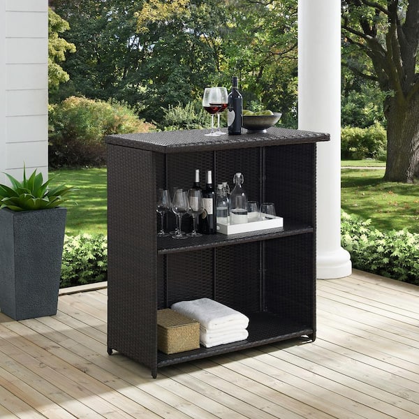 CROSLEY FURNITURE Palm Harbor Wicker Outdoor Serving Bar CO7204 BR The Home Depot