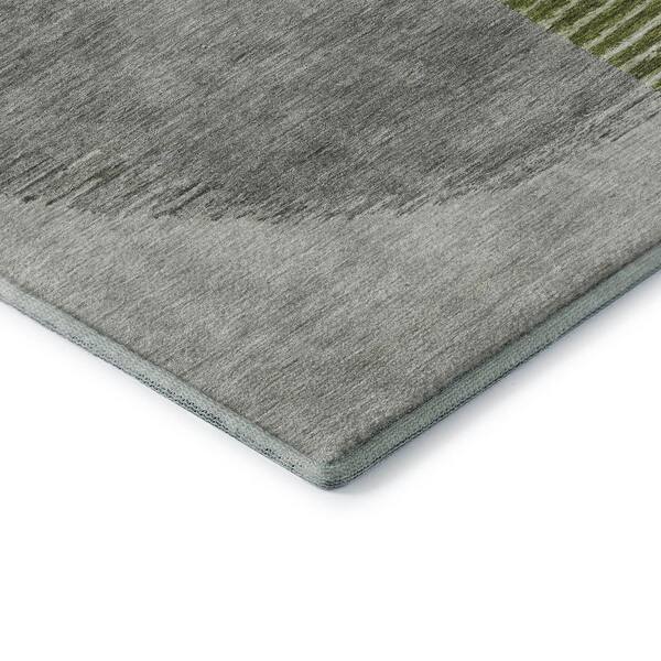 Mayfield Premium Machine Washable Abstract AMF2001 Olive 3 ft. x 4 ft. Area Rug