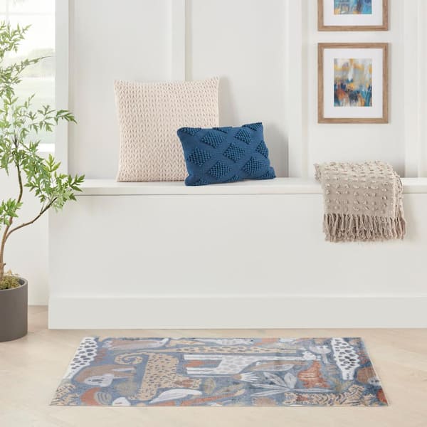 Astra Machine Washable Multicolor 3 ft. x 5 ft. Animal Print Contemporary Kitchen Area Rug
