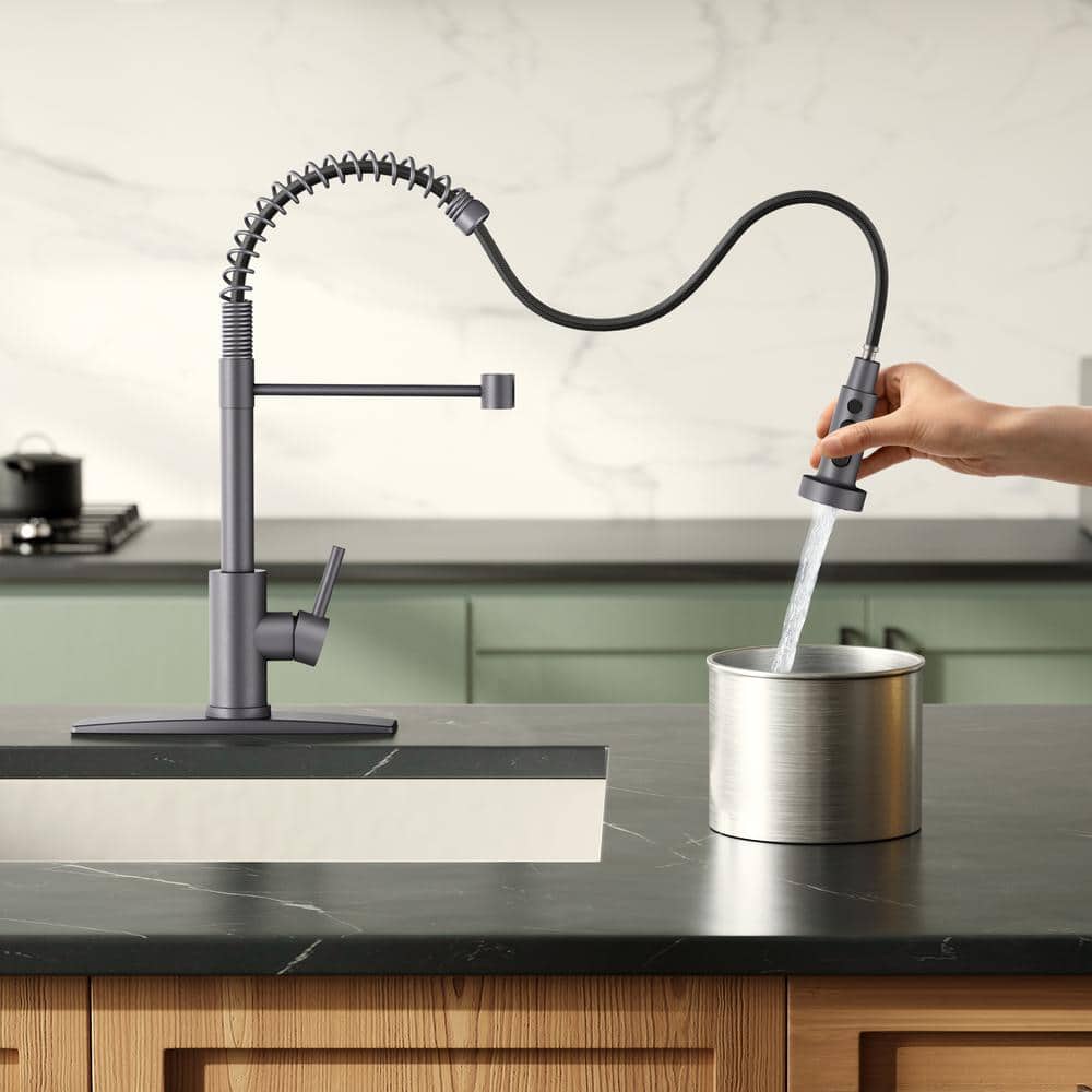 Matte Black Stainless Steel Pull Down Kitchen Faucet