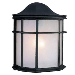 Black Hardwired Outdoor Coach Light Sconce with White Acrylic Lens