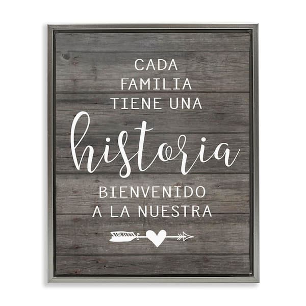 Stupell Industries Family History Translation by Lettered and Lined Gray Floater Frame Typography Graphic Art Print 21 in. x 17 in.