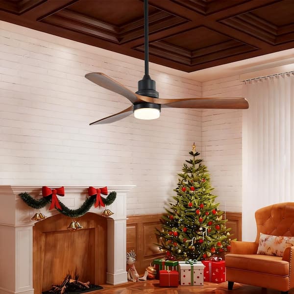 52 in. Integrated LED Indoor/Outdoor Black Ceiling Fan with Light Kit and Remote Control