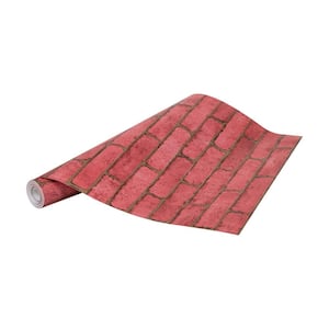 Brick Removable Red Vinyl Wallpaper Peel and Stick Self Adhesive Wallpaper Roll (Covers 48.54 sq. ft.)
