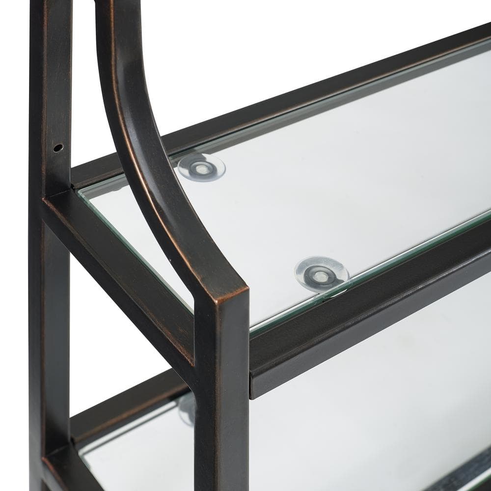 Aimee Oil Rubbed Bronze Wall Shelf with Glass Shelves