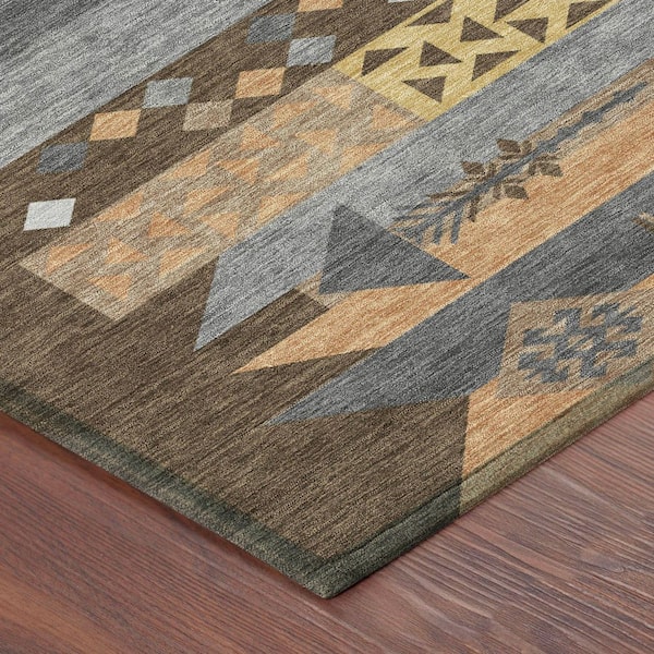 Chantille Machine Washable Indoor/Outdoor Abstract ACN2499 Chocolate 5 ft. x 7 ft. 6 in. Area Rug