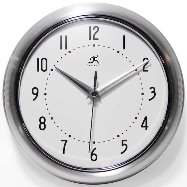 Infinity Instruments Retro Round Silver Wall Clock