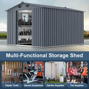 8 ft. W x 10 ft. D Outdoor Large Metal Tool Sheds with Window and Lockable Doors(80 sq. ft.)