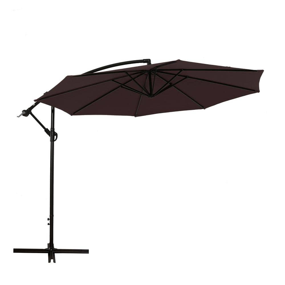 10 ft. Cantilever Outdoor Adjustable Offset Hanging Patio Umbrella in Coffe