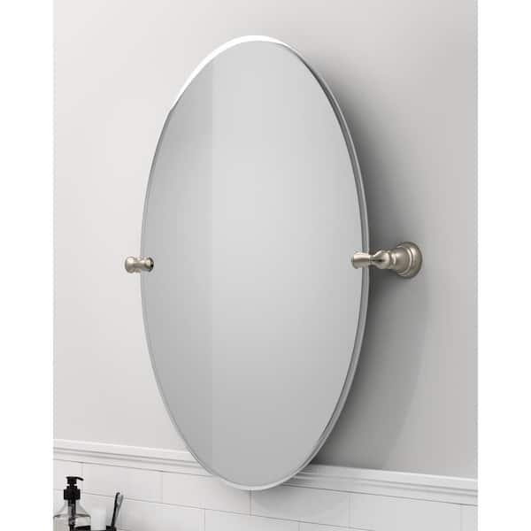 Frameless Pivoting Wall Mirror, Pivot Oval Bathroom Mirrors