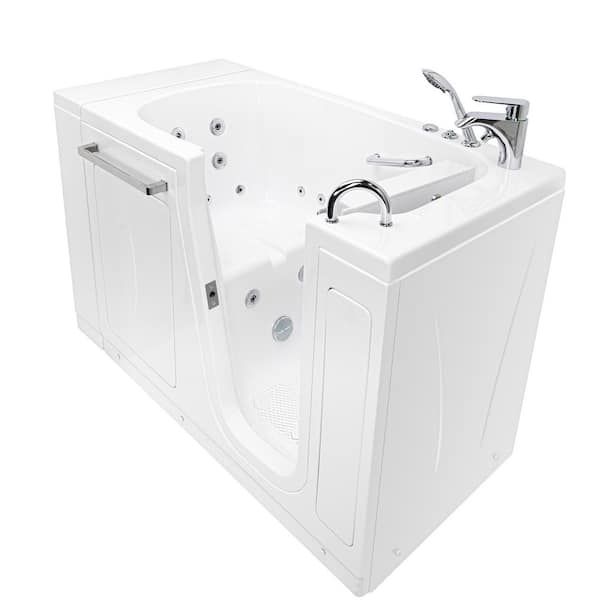 Zen 52 in. x 29.50 in. Acrylic Right Drain Walk-In Whirlpool Bathtub in White, Right Inward Swing Door, 2 Piece Faucet