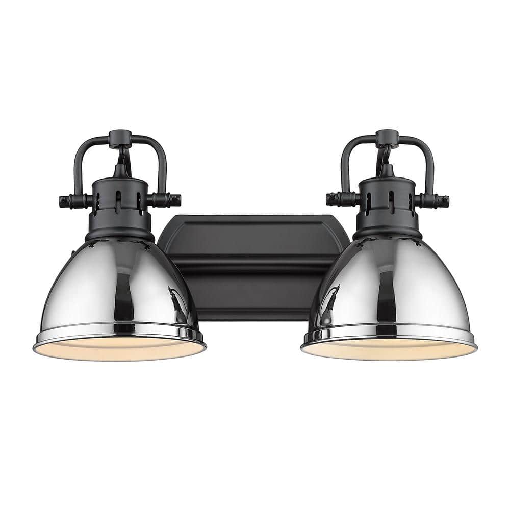 Vintage Industrial Bronze & Black Direct Wired 2-Light Outdoor Vanity