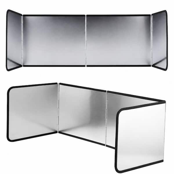 Foldable 4-Sided Stove Splatter Guard with Rubber Edges, 11.8 in. Tall, Cooking Splash Protector for Frying