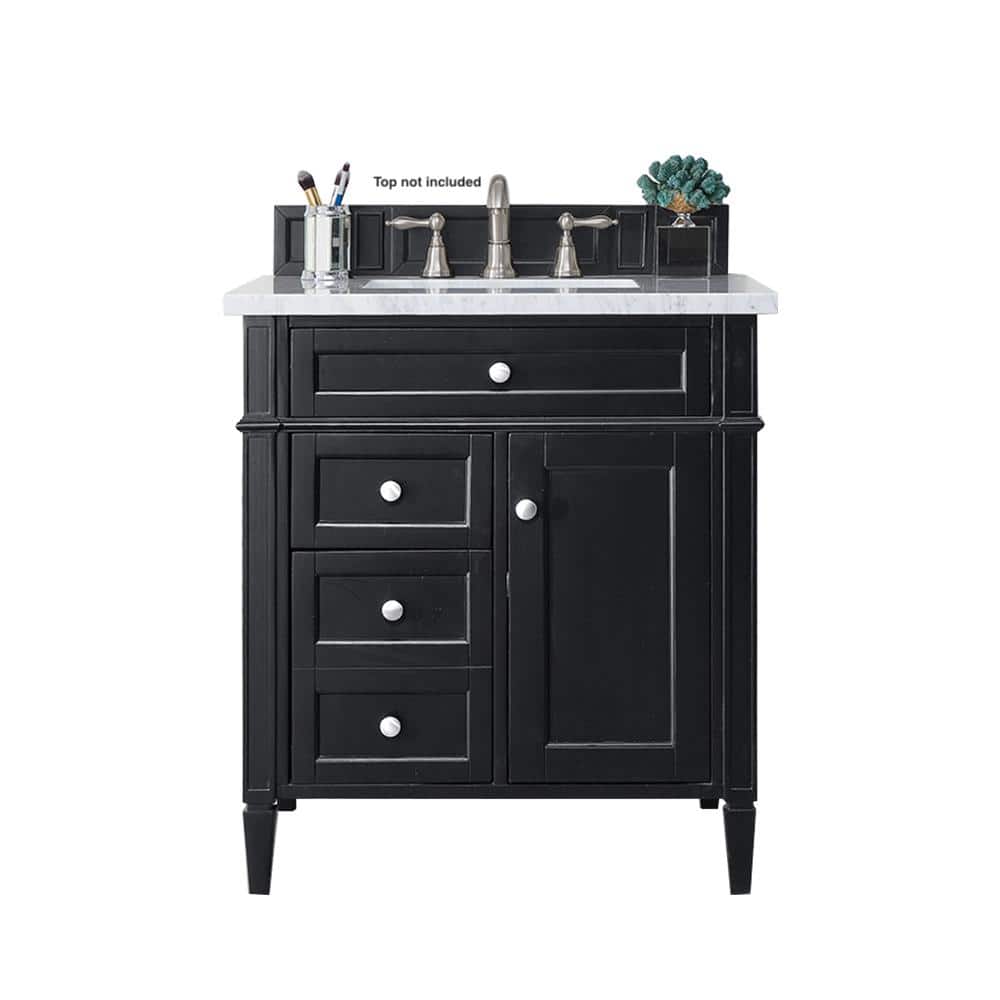 Black Solid Wood Single Vanity Base with Backsplash