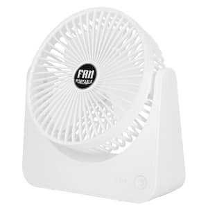 6.5 in. 2 Fan Speeds Desk Fan in White USB Powered for Bedroom Office