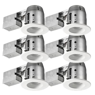 Swivel Baffle Series 4 in. New Construction And Remodel White Recessed Kit (6-Pack)