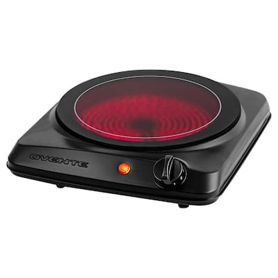 Portable Stainless Steel Electric Cooktop Infrared Single Burner, 7 in. , Black, with Ceramic Glass Hot Plate