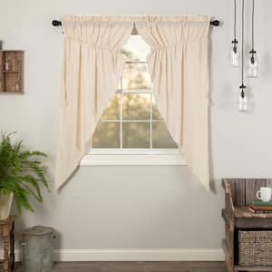 Simple Life Flax 36 in. W x 63 in. L Light Filtering Prairie Window Curtain Panel in Natural Cream Pair