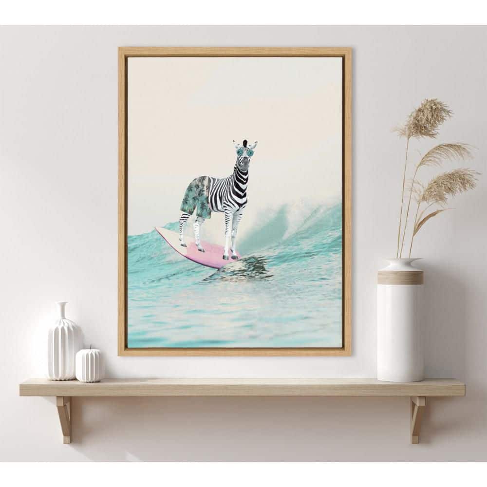 "Sylvie ""Zebra Surfer"" by July Art Prints Natural Framed Art Print 18 in. x 24 in." price history on PriceWatchPro