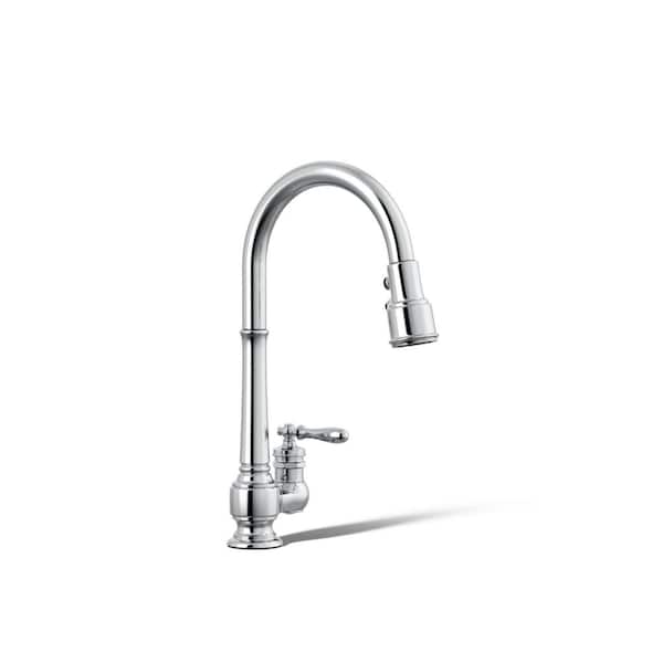 Artifacts Single-Handle Pull-Down Sprayer Kitchen Faucet in Polished Chrome