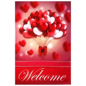 1 ft. x 1.5 ft. Happy Valentine's Day Heart Balloons Welcome Flag