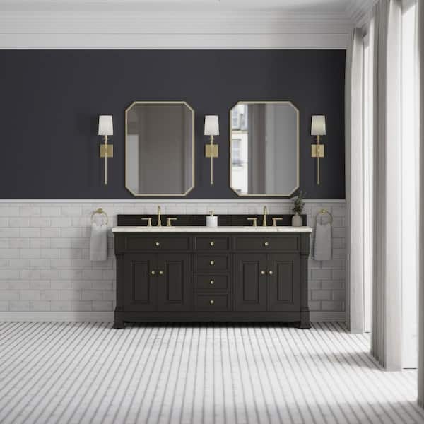 Brookfield 72.0 in. Double Bath Vanity in Black Onyx with Wireless Charging Victorian Silver Quartz Top