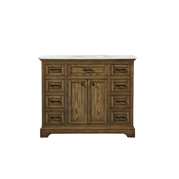 Unbranded Timeless Home 42 in. W x 21.5 in. D x 35 in. H Single Bathroom Vanity in Driftwood with White Marble