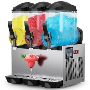 1587 oz. Stainless Steel Snow Cone Machine Commercial Slushy Machine 12 l x3 Tanks Frozen Drink Machine Silver