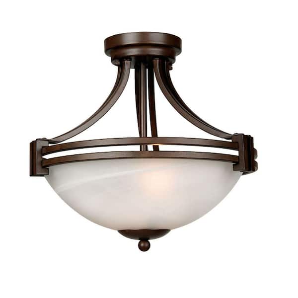 Yosemite Home Decor Sequoia Lighting Collection 2-Light Dark Brown Pendant with Frosted Alabaster Glass Shade