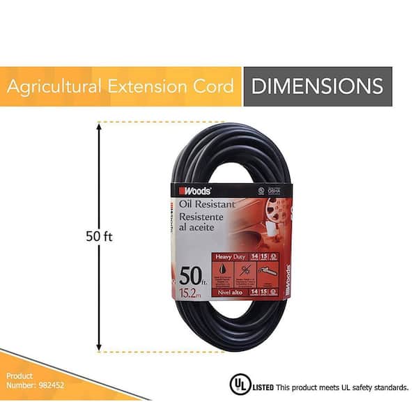Woods 50 ft. 14/3 SJTOW Agricultural Outdoor Medium-Duty Extension