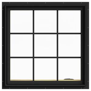 36 in. x 36 in. W-2500 Series Bronze Painted Clad Wood Right-Handed Casement Window with Colonial Grids/Grilles