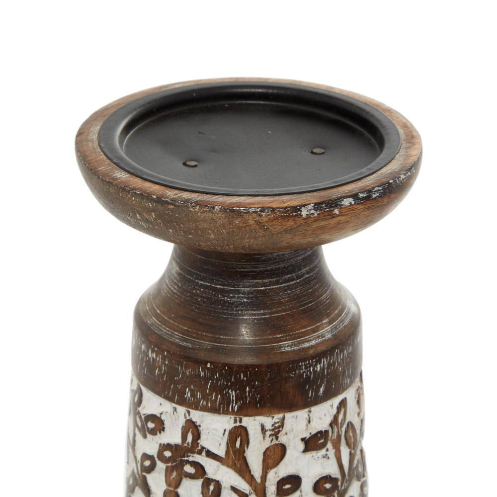 Winter Whisper Mango Wood 3-Piece Candlestick Set