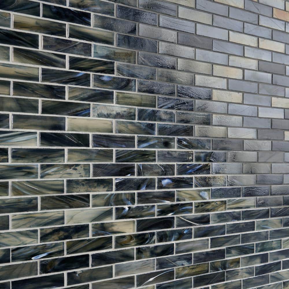 Night Black Polished Glass Mosaic Wall Tile