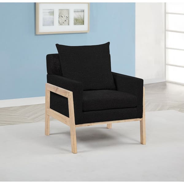 Zuria Black Color Boucle Fabric Accent Arm Chair (Set of 1)