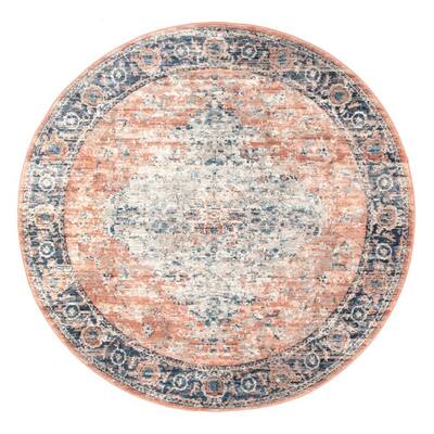 Piper Shaded Snowflakes Beige 6 ft. Round Area Rug