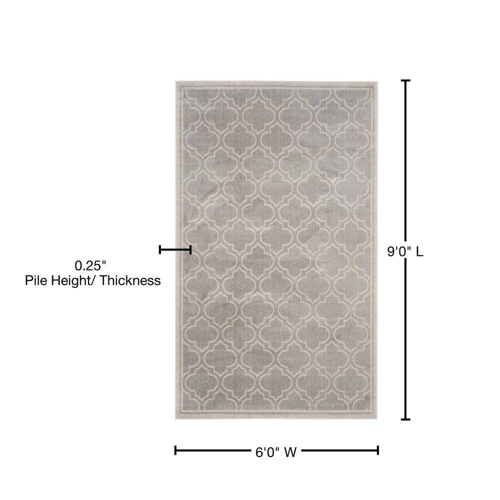 Ivory and Light Grey Geometric Synthetic 6' x 9' Area Rug