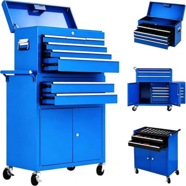8 Drawer Tool Chest, Rolling Tool Box Cabinet on Wheels, Detachable Metal Tool Storage Organizer for Garage Workshop