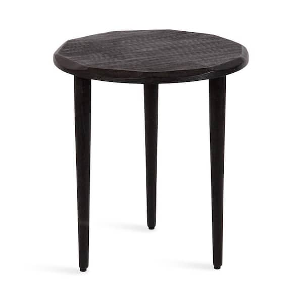 Kate and Laurel Tavares 18 in. Black Round Wood End Table