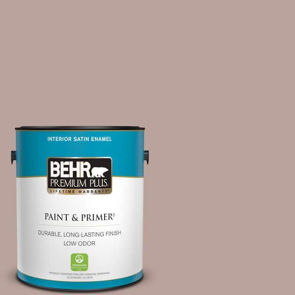 BEHR PREMIUM PLUS 1 gal. #N150-3 Cocoa Craving Satin Enamel Low Odor Interior Paint & Primer