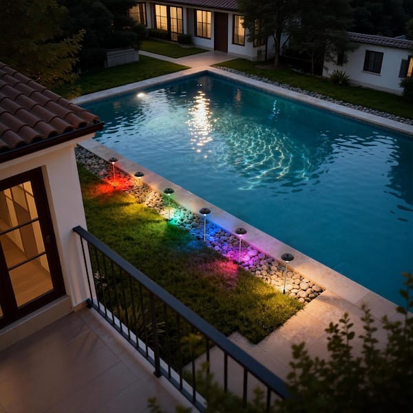 Low Voltage 6-Head RGBW Path Light,480 Lumen Integrated LED Bollard Light with Light Control & Timer IP65,Remote Control