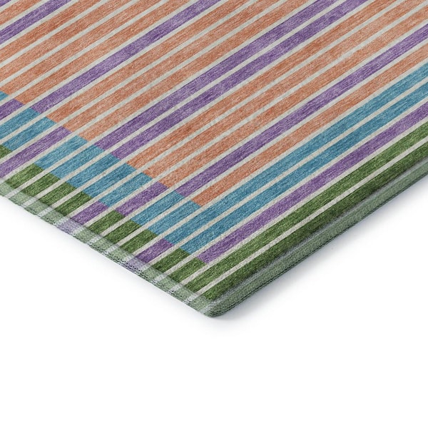 Mayfield Premium Machine Washable Abstract AMF1398 Lime 2 ft. 3 in. x 7 ft. 6 in. Runner Rug